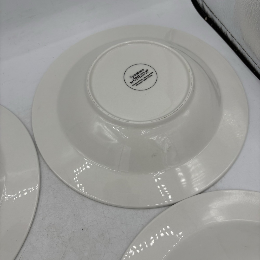 Oneida Symphony Bowls Wide Rimmed Soup Salad White 9"‎ Stoneware Lot Set of 4 - Picture 13 of 13